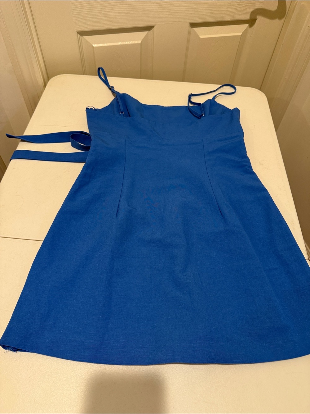 Zara Cobalt Blue Wedding Guest Mini SKORT Cutout Side Tie Spaghetti Strap S - Picture 13 of 16